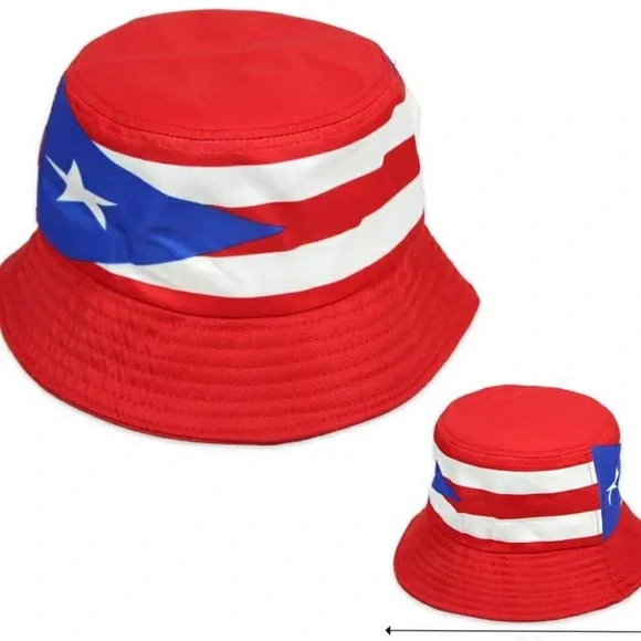 Vibrant Puerto Rico Red Flag Design Bucket Hat - Picture 1 of 4